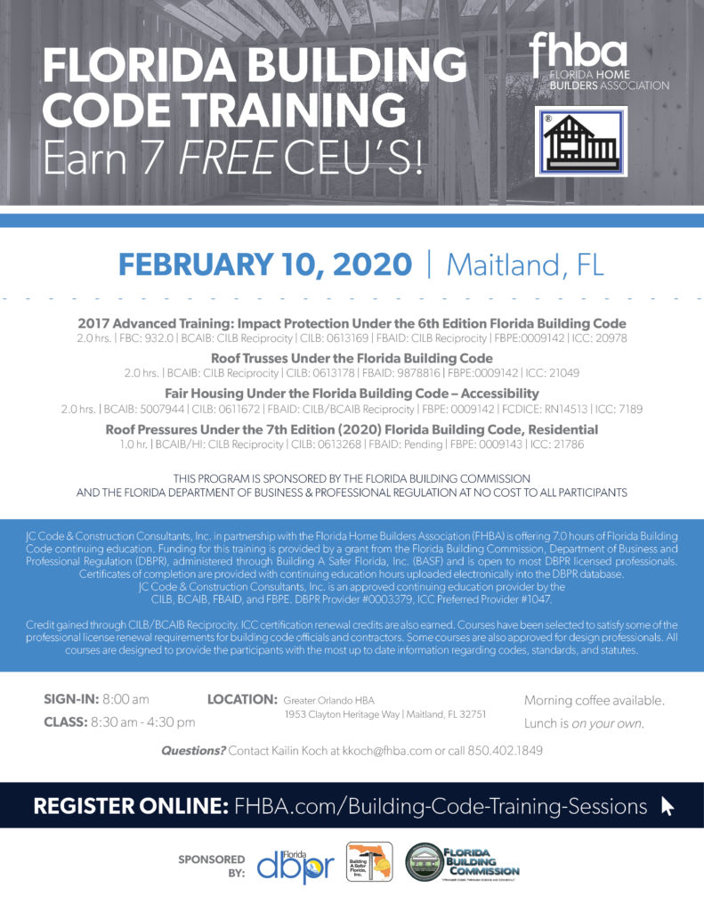 Building Code Training Flyer 2020 Maitland